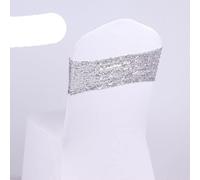 cintura della sedia, Telai for sedie, Sedia con paillettes su un lato Decorazione di nozze Banchetti for la casa Telai for sedie glitter Fasce elastiche in spandex Copertura 50 pezzi elasticizzati