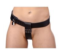 Cintura Di Castità Femminile In Pelle Rigida Regolabile, Nera, (AD780)