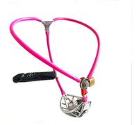 Cintura Di Castità In Metallo Per Uomo,BDSM SM Pena Di Bondage Per Punizione,Castità Della Gabbia Del Pene Con Dildo Anale Plug Fetish Perizoma Di Giocattoli Del Sesso,PinkB-Waist100-110cm