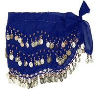 Cintura di Danza del Ventre, Sciarpa Con Monete per Spettacolo, Festa, Celebrazione, Studio - Blu