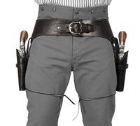 Cintura di pistola da cowboy PU la cintura occidentale con supporto per revolver a doppia pistola, cinture occidentali di dimensioni per uomini, costume a vapore per Halloween Cosplay Party (caffè ma