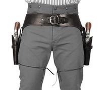Cintura di pistola da cowboy PU la cintura occidentale con supporto per revolver a doppia pistola, cinture occidentali di dimensioni per uomini, costume a vapore per Halloween Cosplay Party (caffè ma