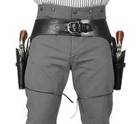 Cintura di pistola da cowboy PU la cintura occidentale con supporto per revolver a doppia pistola, cinture occidentali nere per uomini, costume Steampunk per la festa del cosplay di Halloween