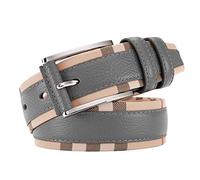 Cintura Donna A Quadri Colore Bianco Beige Arancione Grigio Vera Pelle Vacchetta Cintura Fibbia Ad Artiglio Moda Confezione Regalo Jeans E Pantaloni Bianchi Leggeri Cintura Ragazze (Grigio,95 cm)