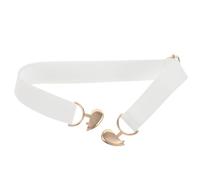 Cintura Donna Elastica a Cuore Regolabile, Bianca, Nylon | Fibbia Assente, Profilo Sottile, per Abiti e Varie Occasioni, Stile Semplice