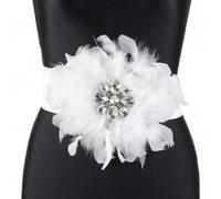 Cintura donna elastica con strass e piume grande cristalli cinta fascia larga