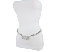 Cintura Donna Gangster Moda Vita Alta Hip Metallo Argento Catena Rich Fibbia XS