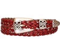 Cintura donna intrecciata in stringa pelle rossa 20 mm