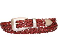 Cintura donna intrecciata in stringa pelle rossa 20 mm
