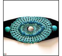 cintura donna originale macramè finta pelle marrone elegante strass paillettes 1