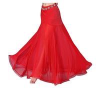 Cintura Donna per Danza del Ventre, Hip Sciarpa Adulto Donne Belly Dance Costume Lady Bellydance Skirt Skirt Mesh Fishtail Long Dress Belly Dancing Performance Dancewear(Red,L)