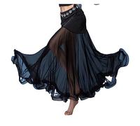 Cintura Donna per Danza del Ventre, Hip Sciarpa Adulto Donne Belly Dance Costume Lady Bellydance Skirt Skirt Mesh Fishtail Long Dress Belly Dancing Performance Dancewear(Black,L)