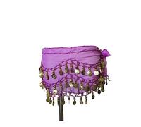 Cintura Donna per Danza del Ventre, Hip Sciarpa Belly Dance Tone Coins in vita Catena avvolgente Lady Donne Dance Wear Wear Sciarpa dell'anca Accessori 3 Row Belt Gonna con Gold BellyDance(Light purpl