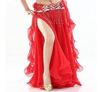 Cintura Donna per Danza del Ventre, Hip Sciarpa Belly Dancing Abbigliamento Lungo Maxi Gonne Lady Dance Belly Dance Gonne Donne Belly Dance Skirt Professione(Red)