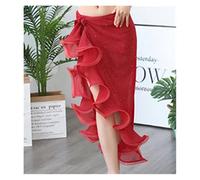 Cintura Donna per Danza del Ventre, Hip Sciarpa Costume da ballo del ventre for le donne Belly Dancing Gonna Gonna avvolgere la sciarpa dell'anca con la fessura laterale delle robbine verde scuro verd