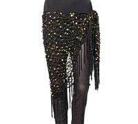 Cintura Donna per Danza del Ventre, Hip Sciarpa Green/Gold/Argento Accessori for la Danza del Ventre Shining Crochet Cintura Paillettes Hip Scarf Tassel Wasselli in Nappa for Il Fazzoletto di Bell