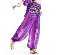Cintura Donna per Danza del Ventre, Hip Sciarpa Pantaloni Danza del Ventre Wanita Celana Harem Tari Perut Sifon Payet Hoki Longgar Kesalahan Besar Celana Intensit 12 Colore(Purple)