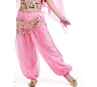 Cintura Donna per Danza del Ventre, Hip Sciarpa Pantaloni Danza del Ventre Wanita Celana Harem Tari Perut Sifon Payet Hoki Longgar Kesalahan Besar Celana Intensit 12 Colore(Pink)