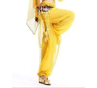 Cintura Donna per Danza del Ventre, Hip Sciarpa Pantaloni Danza del Ventre Wanita Celana Harem Tari Perut Sifon Payet Hoki Longgar Kesalahan Besar Celana Intensit 12 Colore(Yellow)