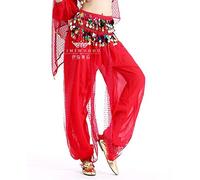 Cintura Donna per Danza del Ventre, Hip Sciarpa Pantaloni Danza del Ventre Wanita Celana Harem Tari Perut Sifon Payet Hoki Longgar Kesalahan Besar Celana Intensit 12 Colore(Red)