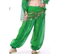Cintura Donna per Danza del Ventre, Hip Sciarpa Pantaloni Danza del Ventre Wanita Celana Harem Tari Perut Sifon Payet Hoki Longgar Kesalahan Besar Celana Intensit 12 Colore(Green)
