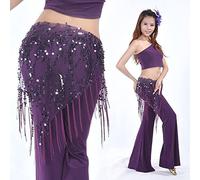 Cintura Donna per Danza Ventre, Belly Dance Costumes Paillettes Tassel Sciarpa anca per le donne BELLY BELL(Purple)