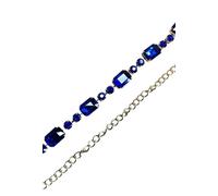 Cintura donna strass vita alta elegante catena da gioiello metallo sottile blu