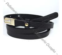 Cintura Donna vera Pelle Nera Cinta in Cuoio Sportiva Sottile di da 1,5 cm q ITA