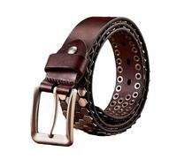 Cintura durevole del cuoio genuino 100% delle cinghie dell'inarcamento del perno borchiato dell'annata punk, Caff, 115 cm