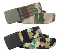 Cintura elastica in tessuto elasticizzato, cinture for uomo donna tela mimetica in nylon militare a sgancio rapido stile militare fascia in vita taglie forti con fibbia POM, confezione da 2 ( Color :