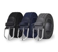 Cintura elastica intrecciata, Cintura elastica da uomo, in tessuto elasticizzato, 3 pezzi, Cintura Intrecciata Unisex con Fibbia in Lega di Zinco Resistente, Regolabile Senza Fori 3.3x110cm