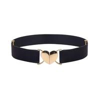 Cintura elastica invisibile da donna, 2 pezzi, con fibbia a cuore, for jeans, pantaloni, abiti, decorazioni(Golden buckle coffee)