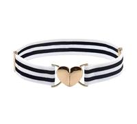 Cintura elastica invisibile da donna, 2 pezzi, con fibbia a cuore, for jeans, pantaloni, abiti, decorazioni(Black and white stripes)