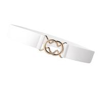 Cintura elastica Semplice Ampia Cintura in Vita Fibbia Gancio In Metallo Cincher Vita Per Le Donne Vestito Da Usura Quotidiana Cintura, bianco, Taglia unica