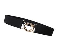 Cintura elastica Semplice Ampia Cintura in Vita Fibbia Gancio In Metallo Cincher Vita Per Le Donne Vestito Da Usura Quotidiana Cintura, Nero , Taglia unica