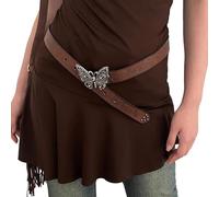 Cintura Fibbia Per Cowboy Cowgirl Con Farfalla Vintage Cintura Hot Girl WaistChain Oversize Punk Cinture, Marrone, Taglia unica