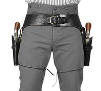 Cintura ideale per uomini e cintura da pistola da cowboy, cintura occidentale PU con doppio supporto per revolver per pistole, cinture occidentali nere per la festa di cosplay di Halloween