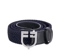 Cintura in cuoio e tessuto elasticizzato e logo a fibbia Equestro