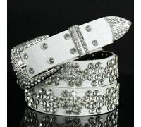 Cintura In Finta Pelle Larga Da Cowgirl Con Strass E Cristalli