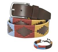 Cintura in pelle argentina, con cordino abbinato e bracciale in pelle. Cintura ricamata su pelle, per uomo e donna. Cinture Polo Argentina