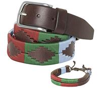 Cintura in pelle argentina, con cordino abbinato e bracciale in pelle. Cintura ricamata su pelle, per uomo e donna. Cinture Polo Argentina