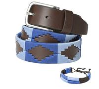 Cintura in pelle argentina, con cordino abbinato e bracciale in pelle. Cintura ricamata su pelle, per uomo e donna. Cinture Polo Argentina