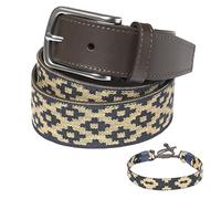 Cintura in pelle argentina, con cordino abbinato e bracciale in pelle. Cintura ricamata su pelle, per uomo e donna. Cinture Polo Argentina