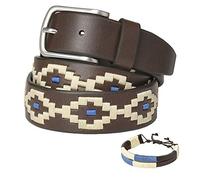 Cintura in pelle argentina, con cordino abbinato e bracciale in pelle. Cintura ricamata su pelle, per uomo e donna. Cinture Polo Argentina