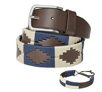 Cintura in pelle argentina, con cordino abbinato e bracciale in pelle. Cintura ricamata su pelle, per uomo e donna. Cinture Polo Argentina