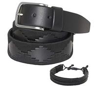 Cintura in pelle argentina, con cordino abbinato e bracciale in pelle. Cintura ricamata su pelle, per uomo e donna. Cinture Polo Argentina
