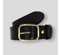 Cintura in pelle da donna tinta unita larga 3,5 cm con fibbia oro