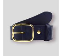 Cintura in pelle da donna tinta unita larga 3,5 cm con fibbia oro