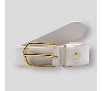 Cintura in pelle da donna tinta unita larga 3 cm con fibbia oro