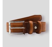 Cintura in pelle elegante da uomo larga 3,5 cm con fibbia argento